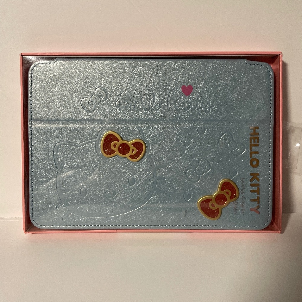 🍀 Hello Kitty Leather Case for iPad Mini - Blue 2 Bow Generation 1/2/3 NEW 🍀